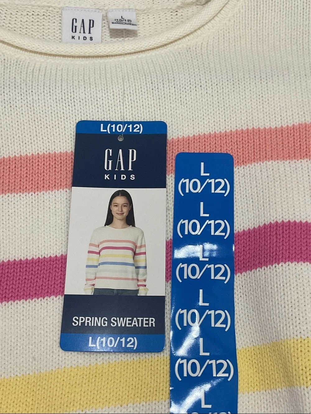 GAP Cream Sweater with Pink, Magenta, Yellow, Blue & Mint Stripes